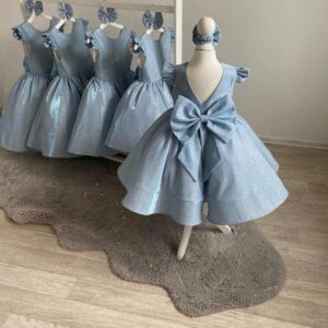 Slavnostní dívčí tylové šaty modré