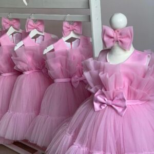 Slavnostní dívčí tylové šaty růžové
