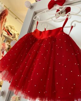 Červena sukně s korálky